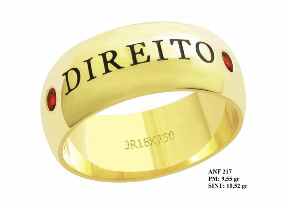 anel de formatura direito masculino ouro 18k balança justiça