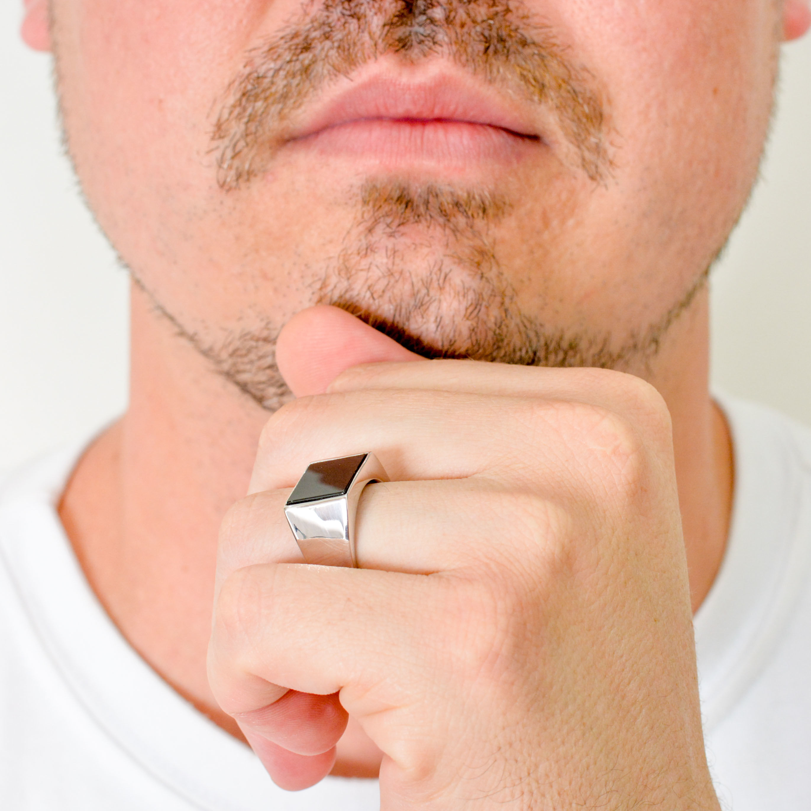 anel masculino ouro branco 18k