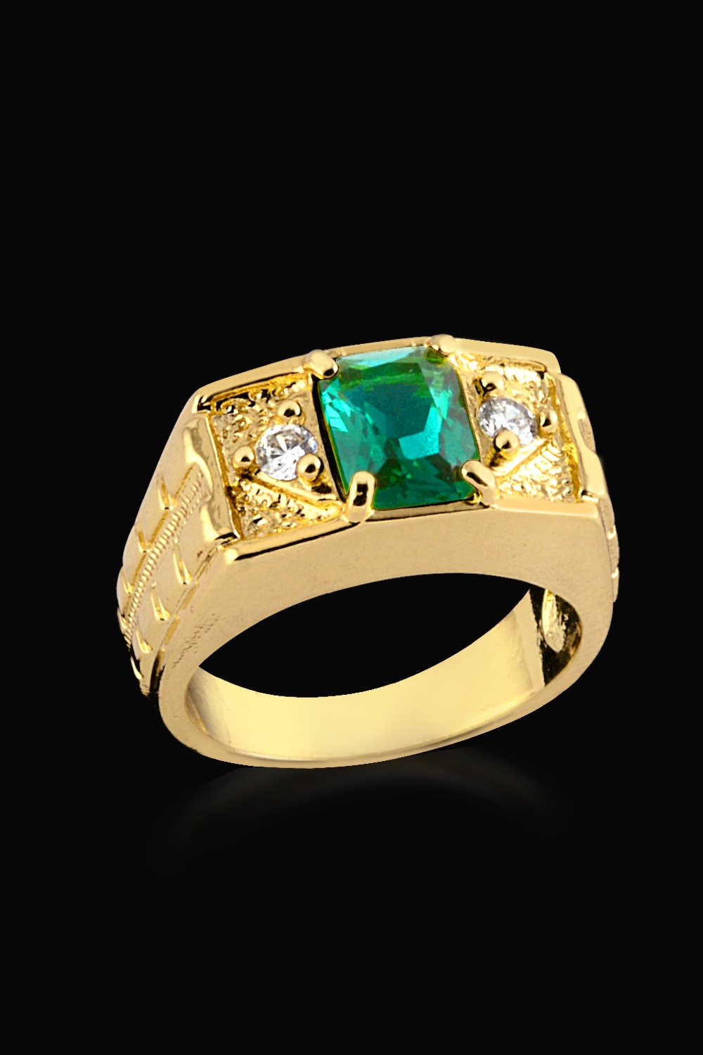 anel masculino prata pedra verde