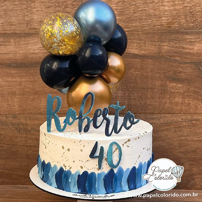 bolo masculino azul e branco