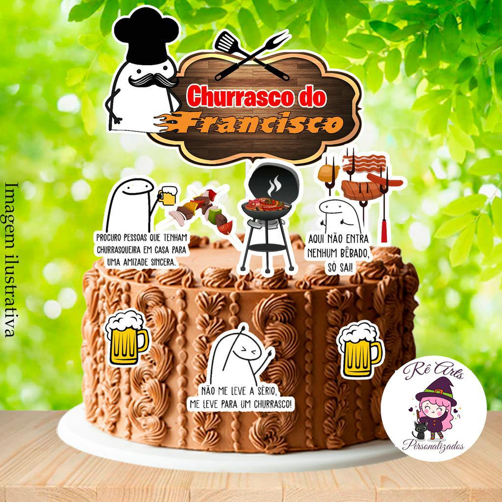 topo de bolo churrasco personalizado