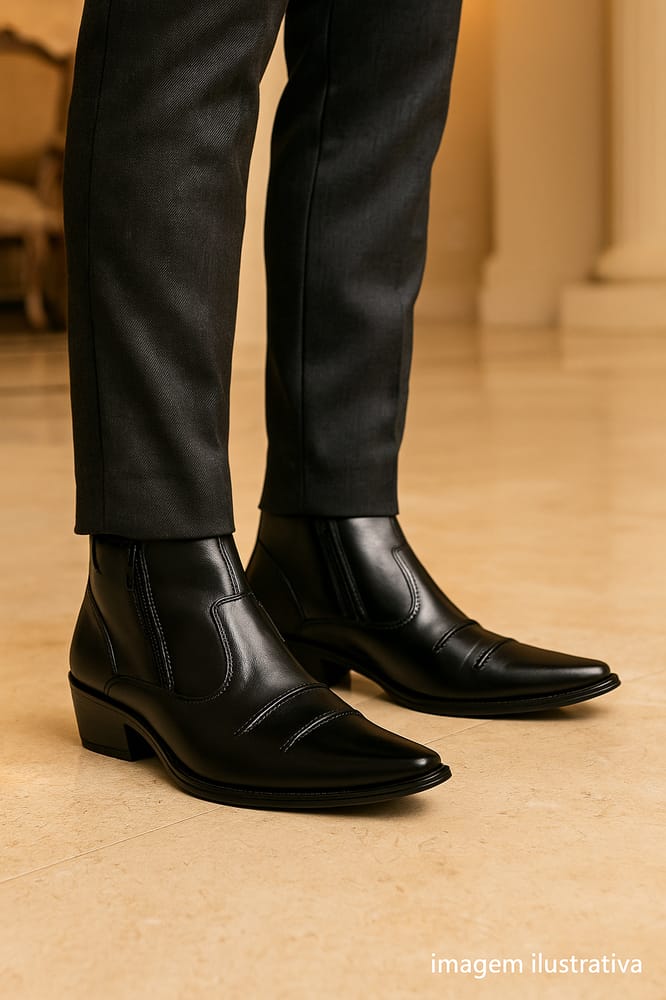 bota masculina com salto embutido