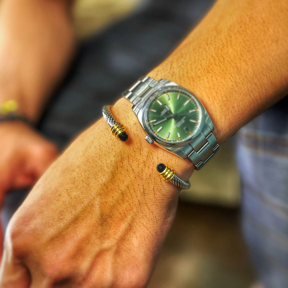 pulseira aço masculina preta