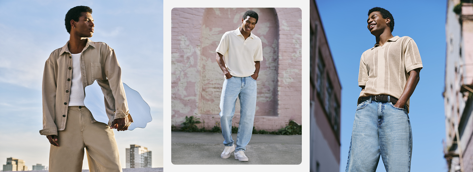 looks com calça azul clara masculina