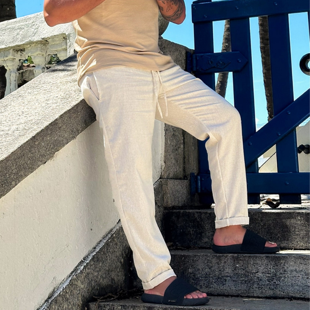 calça de linho masculina