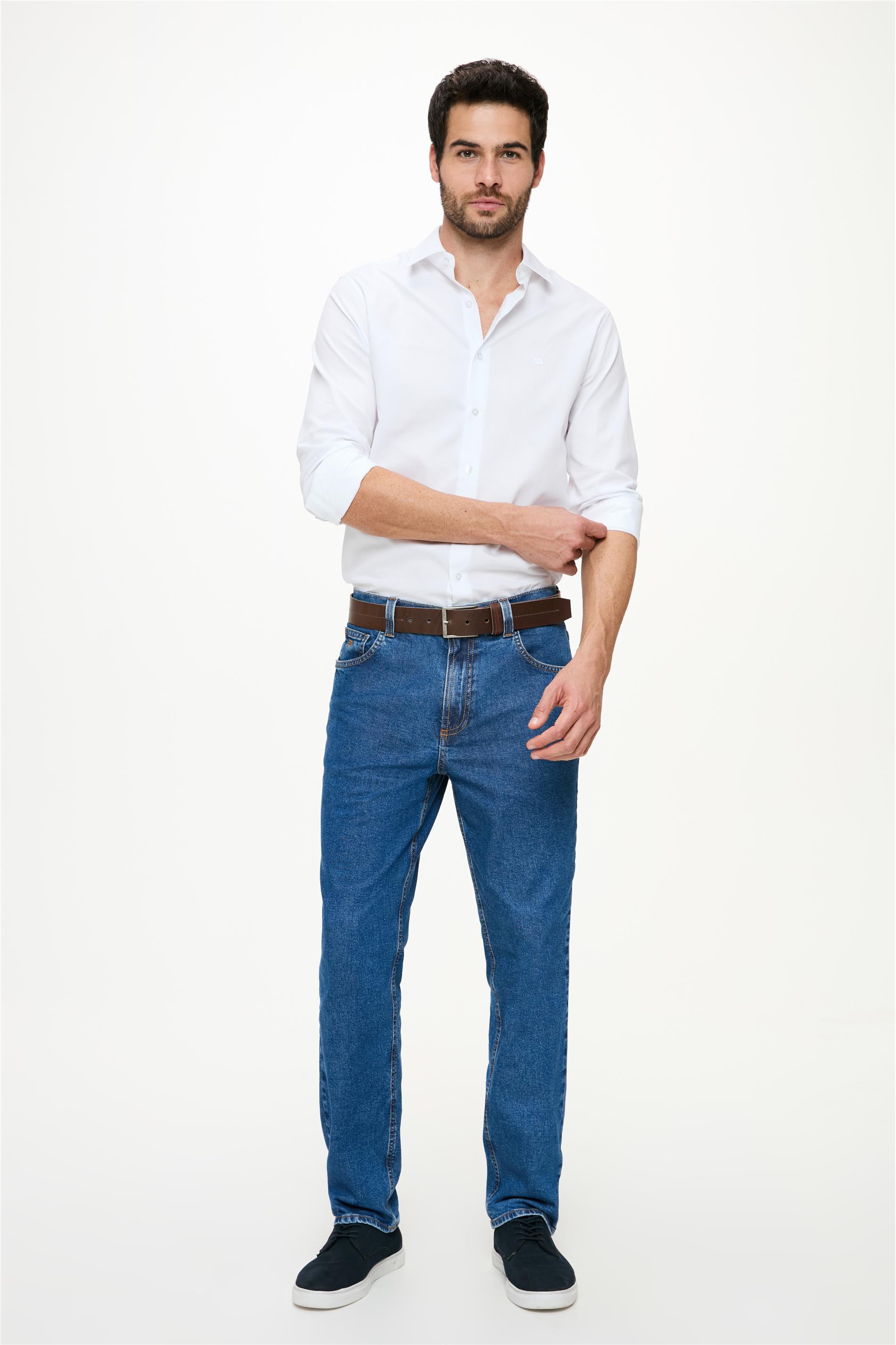 calça jeans masculina corte reto