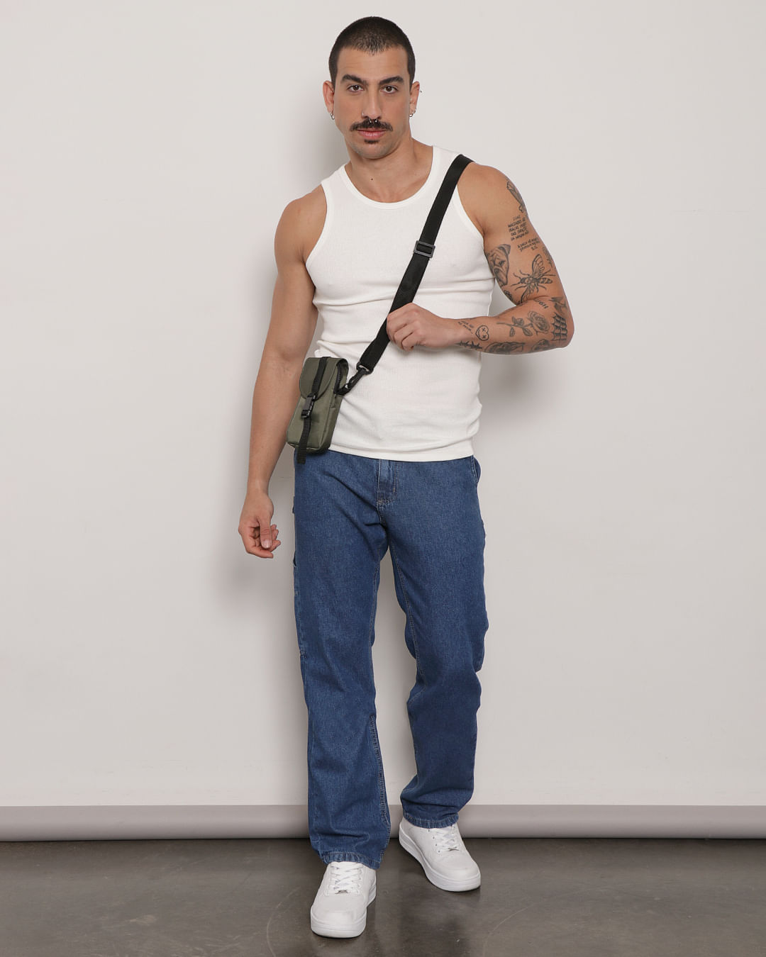 calça de sarja reta masculina