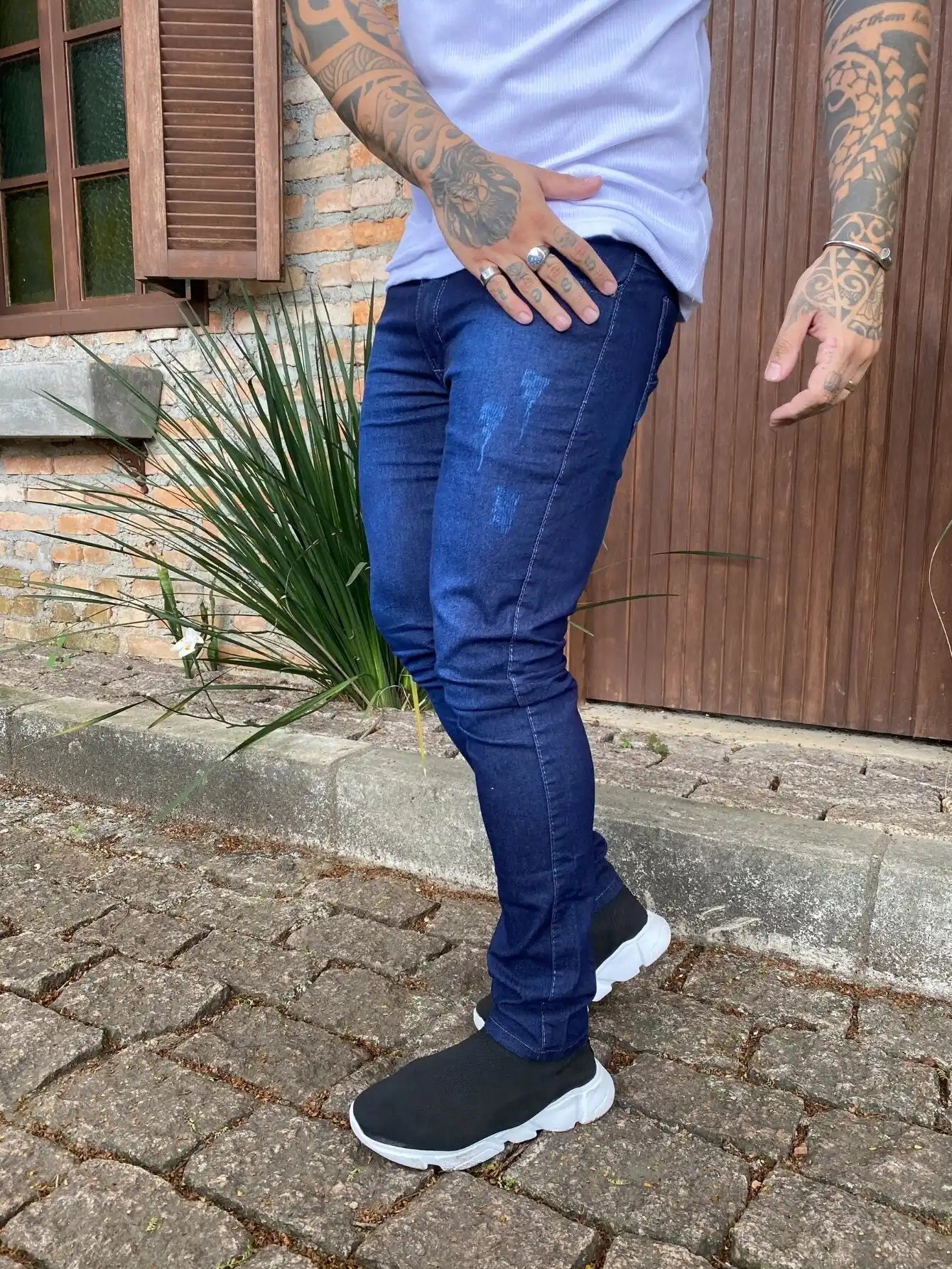 calça jeans masculina slim preta