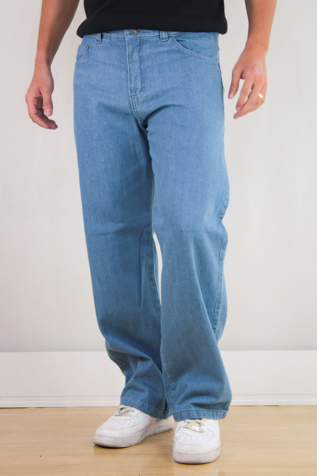 calça de sarja masculina larga