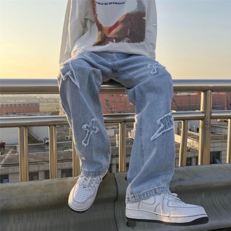 calça jeans masculina larga