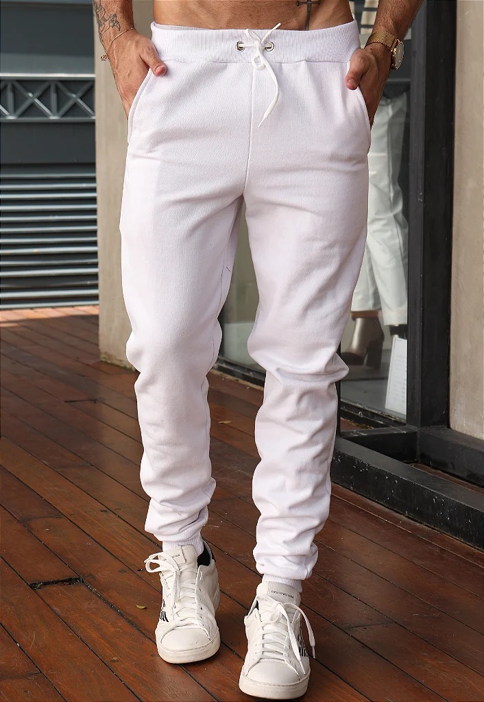 calça jogger branca homem