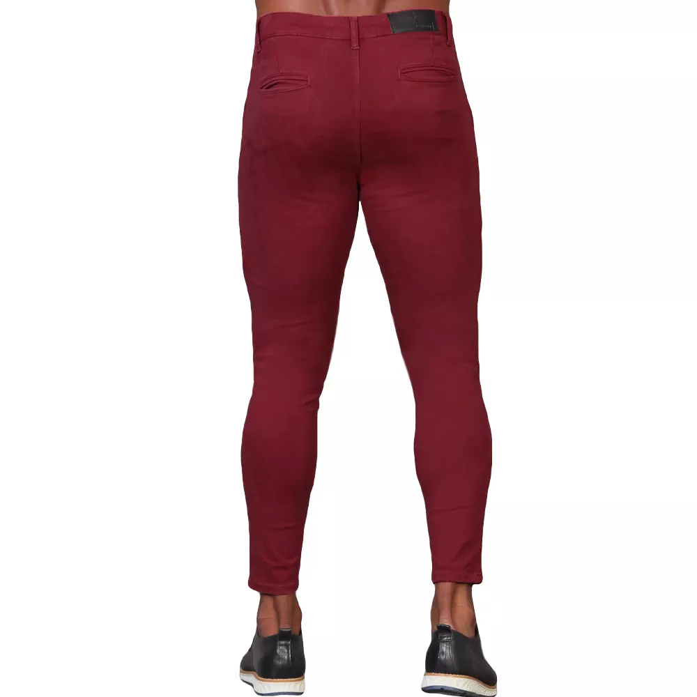 calça social masculina bordô