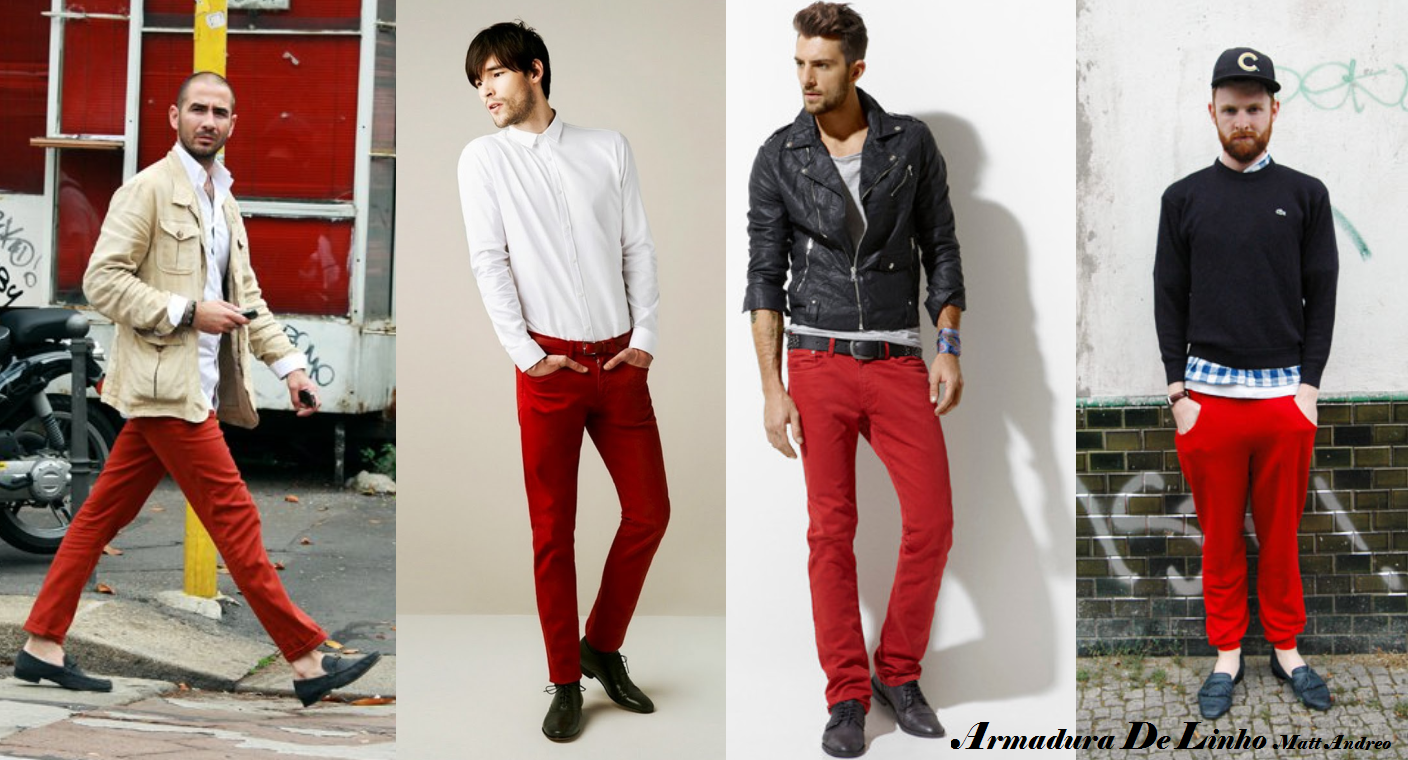 calça social masculina slim vermelha