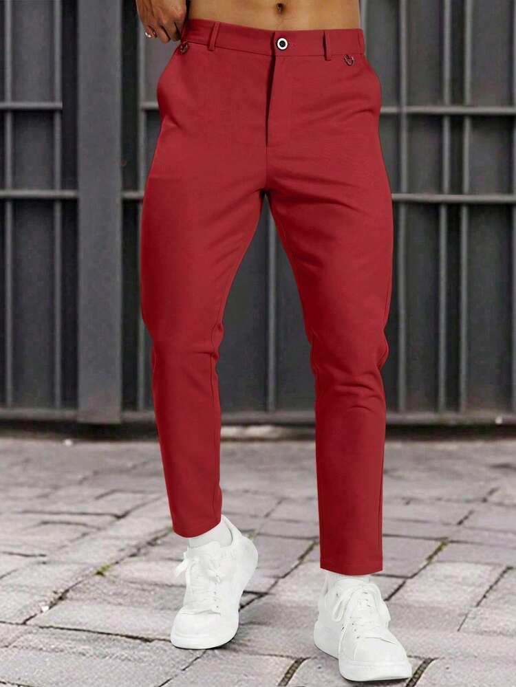 calça social masculina esporte fino vermelha