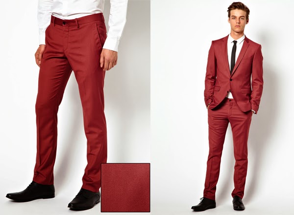 calça social masculina slim vermelha