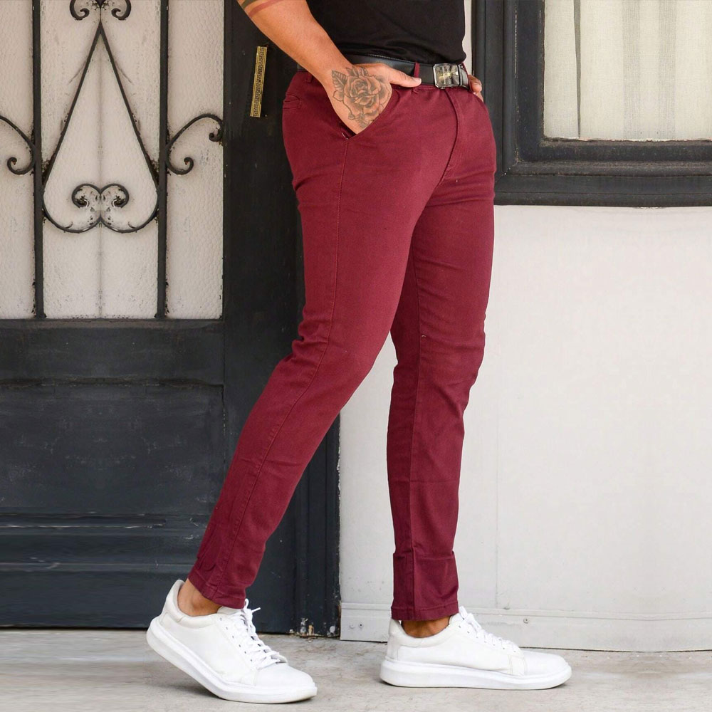 calça social masculina moderna vermelha