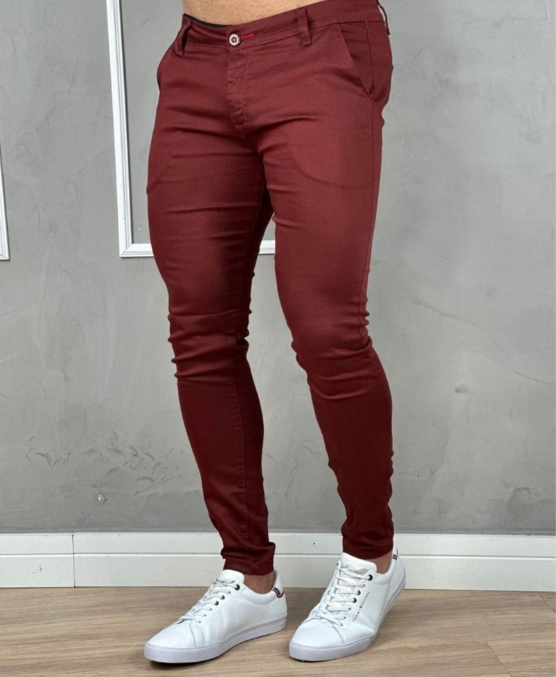 calça masculina cor vinho