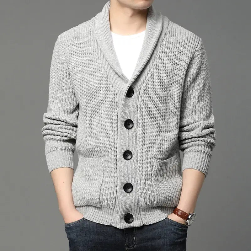 cardigan masculino branco alongado sem botões