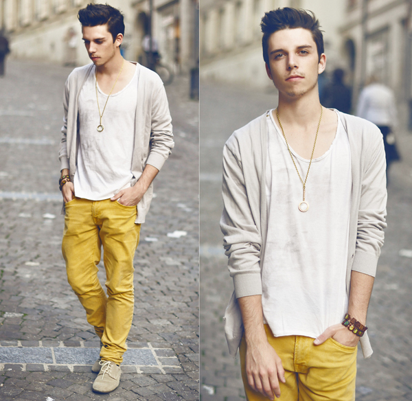 cardigan masculino branco para meia-estação