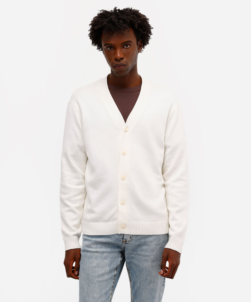 cardigan masculino off white