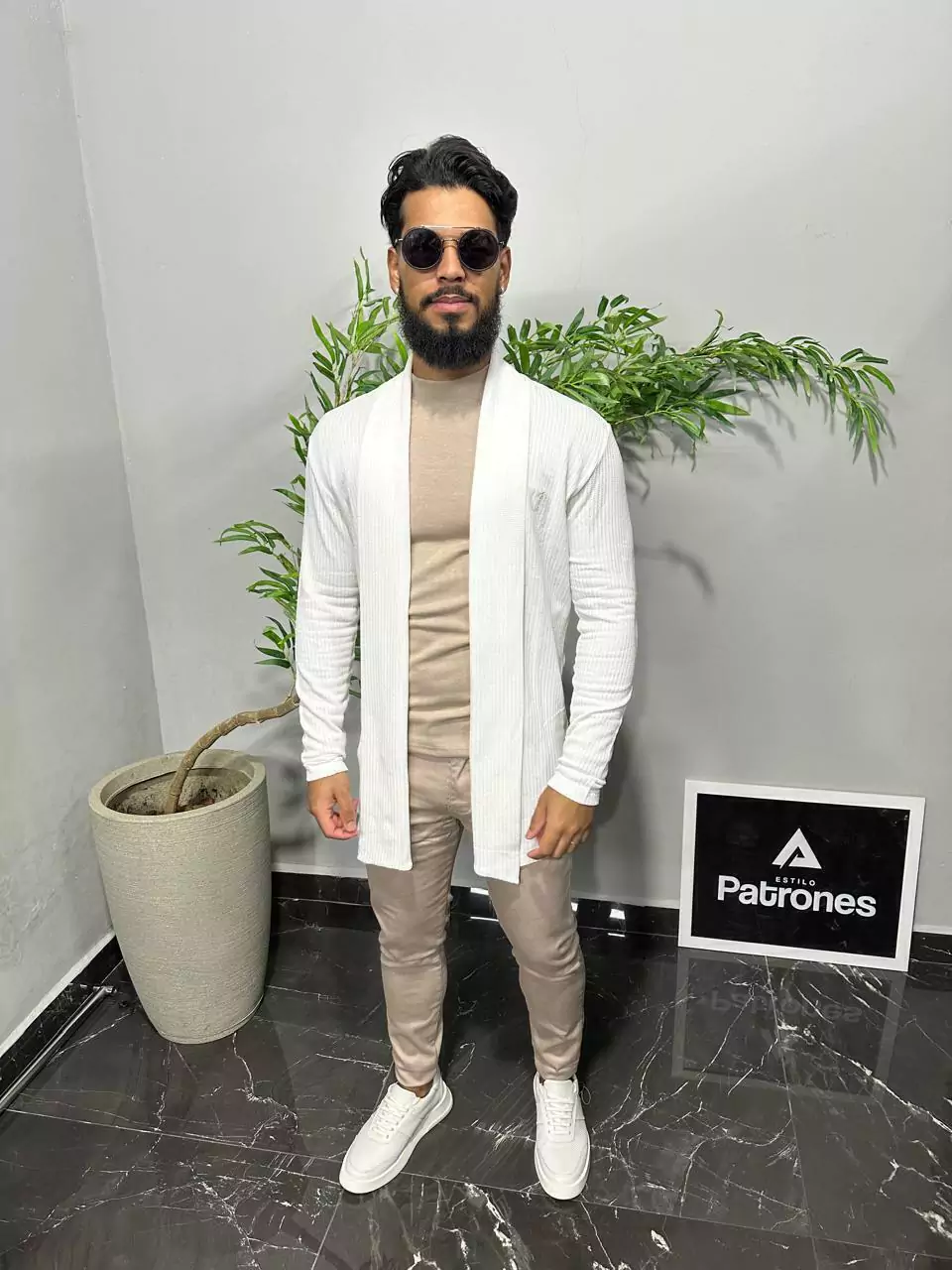 cardigan masculino branco de lã