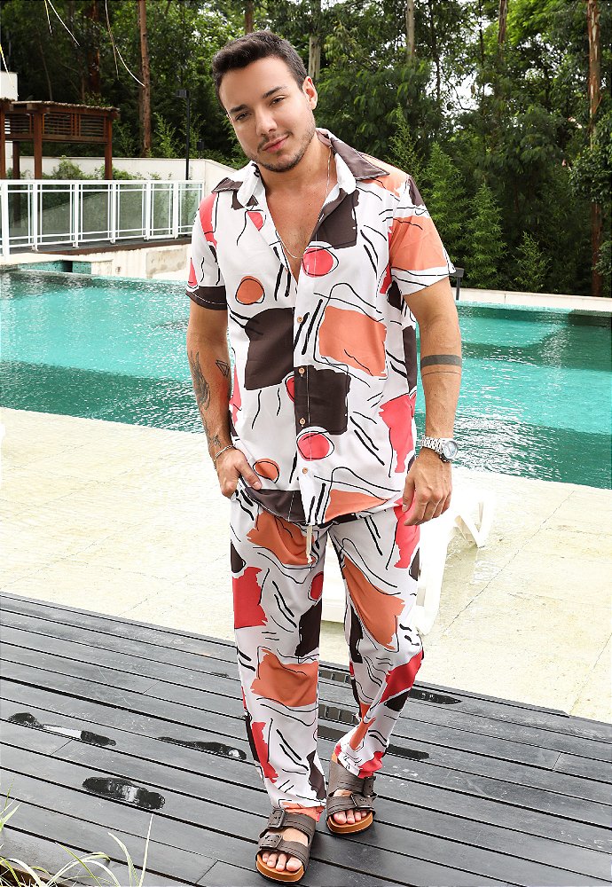 conjunto masculino shorts e camisa