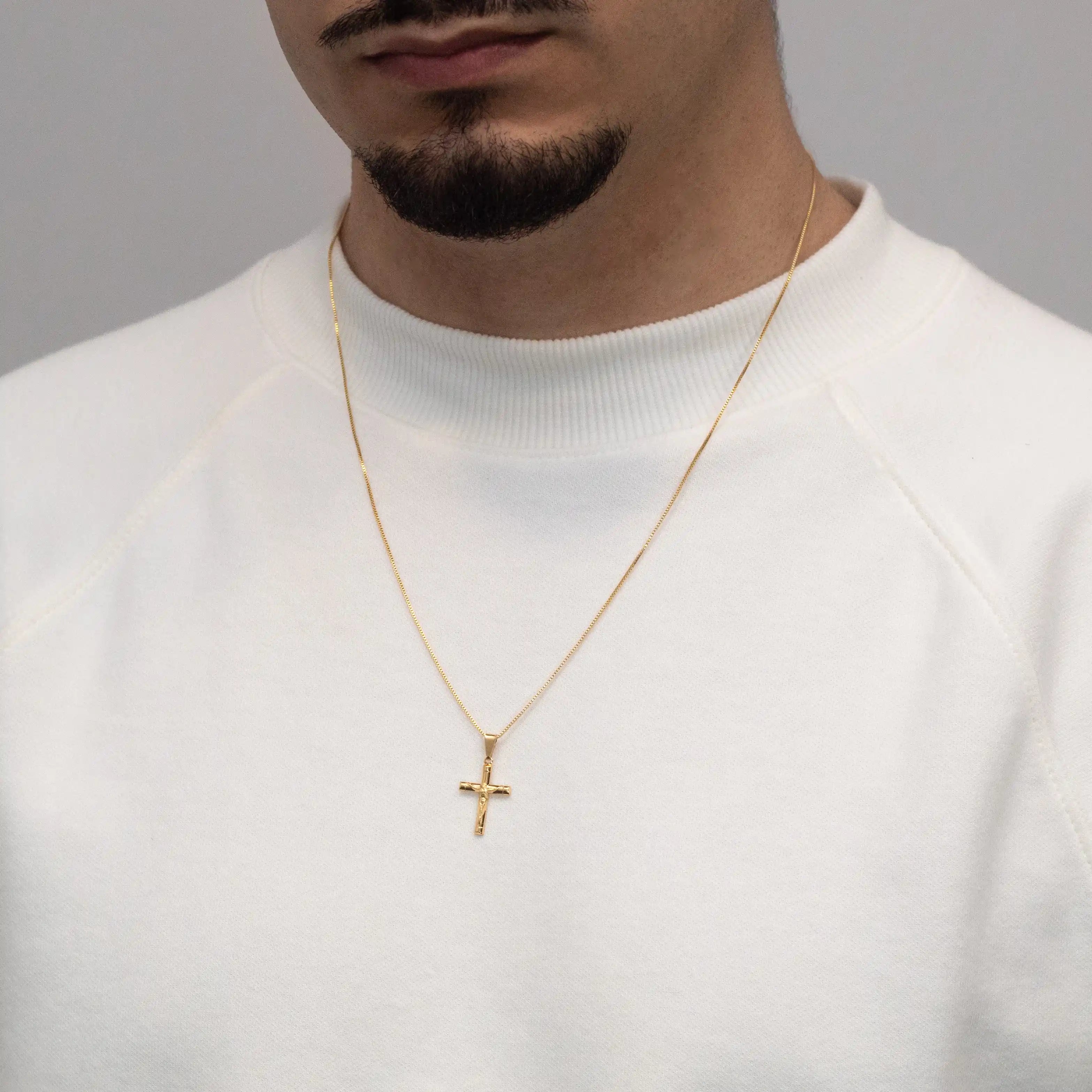 corrente masculina ouro 18k com crucifixo