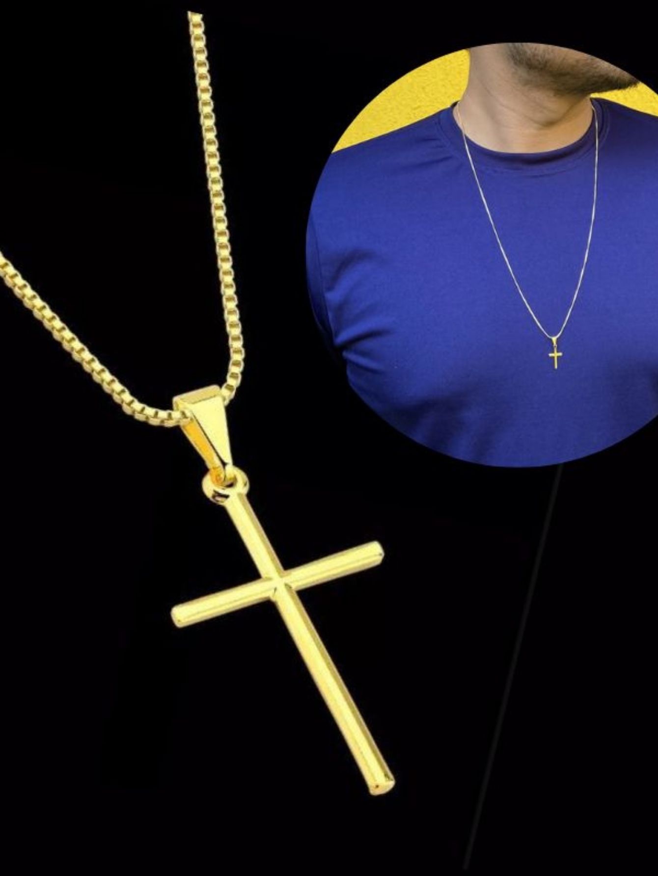 crucifixo de ouro masculino 70cm