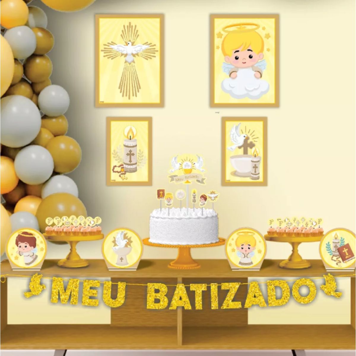 decoração batizado rústico masculino