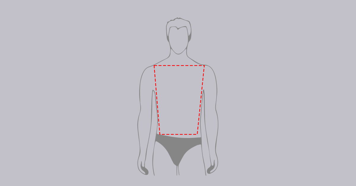 silhueta masculina com quadril largo