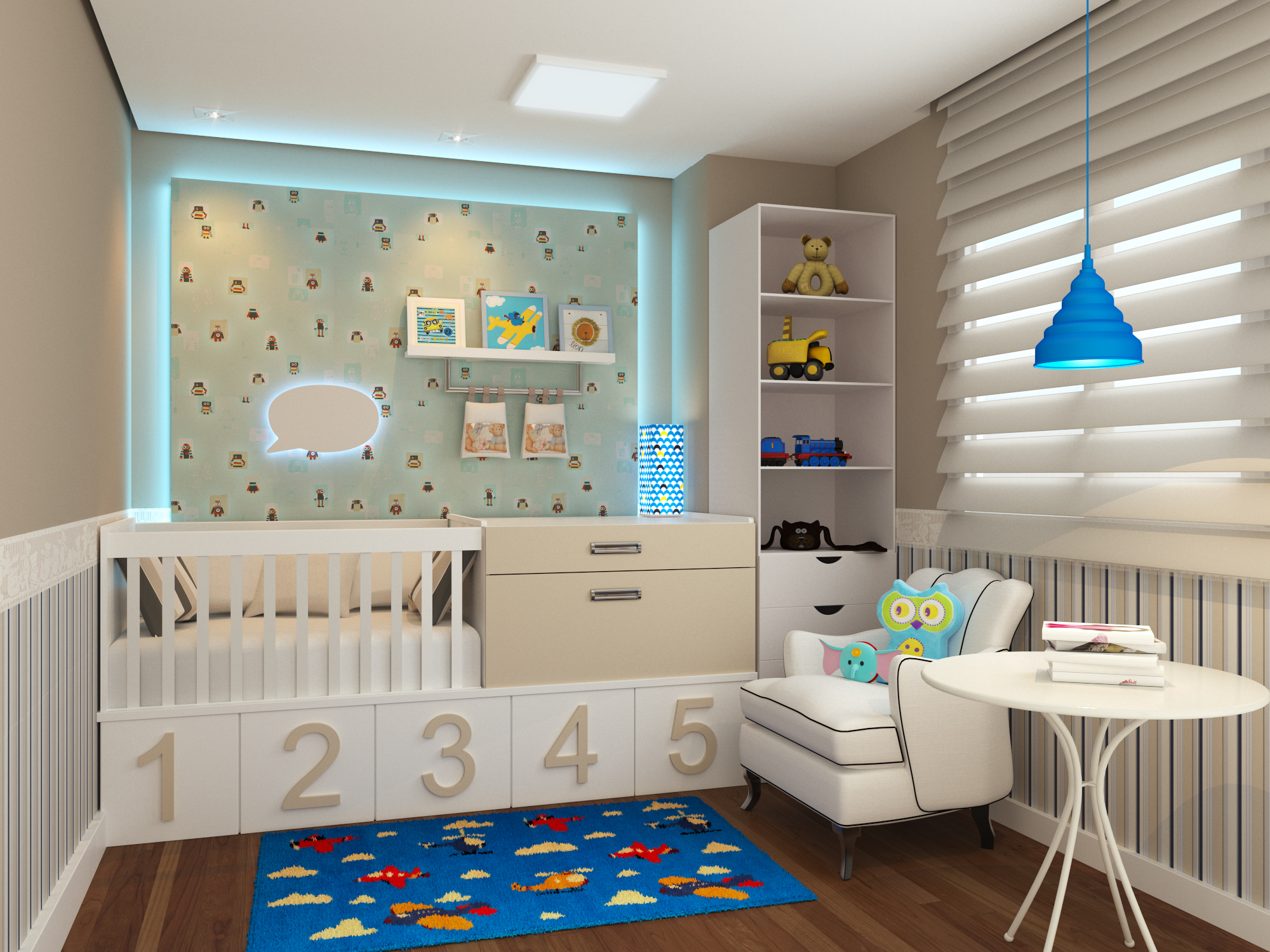 paleta de cores neutras para quarto de bebê menino