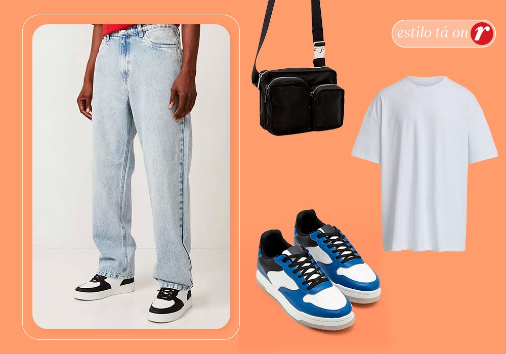 visual masculino calça preta tênis branco