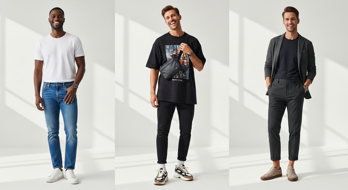 calça preta e tênis branco para sair masculino