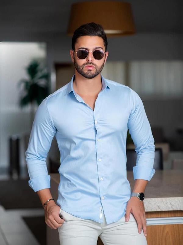 camisa social masculina manga longa
