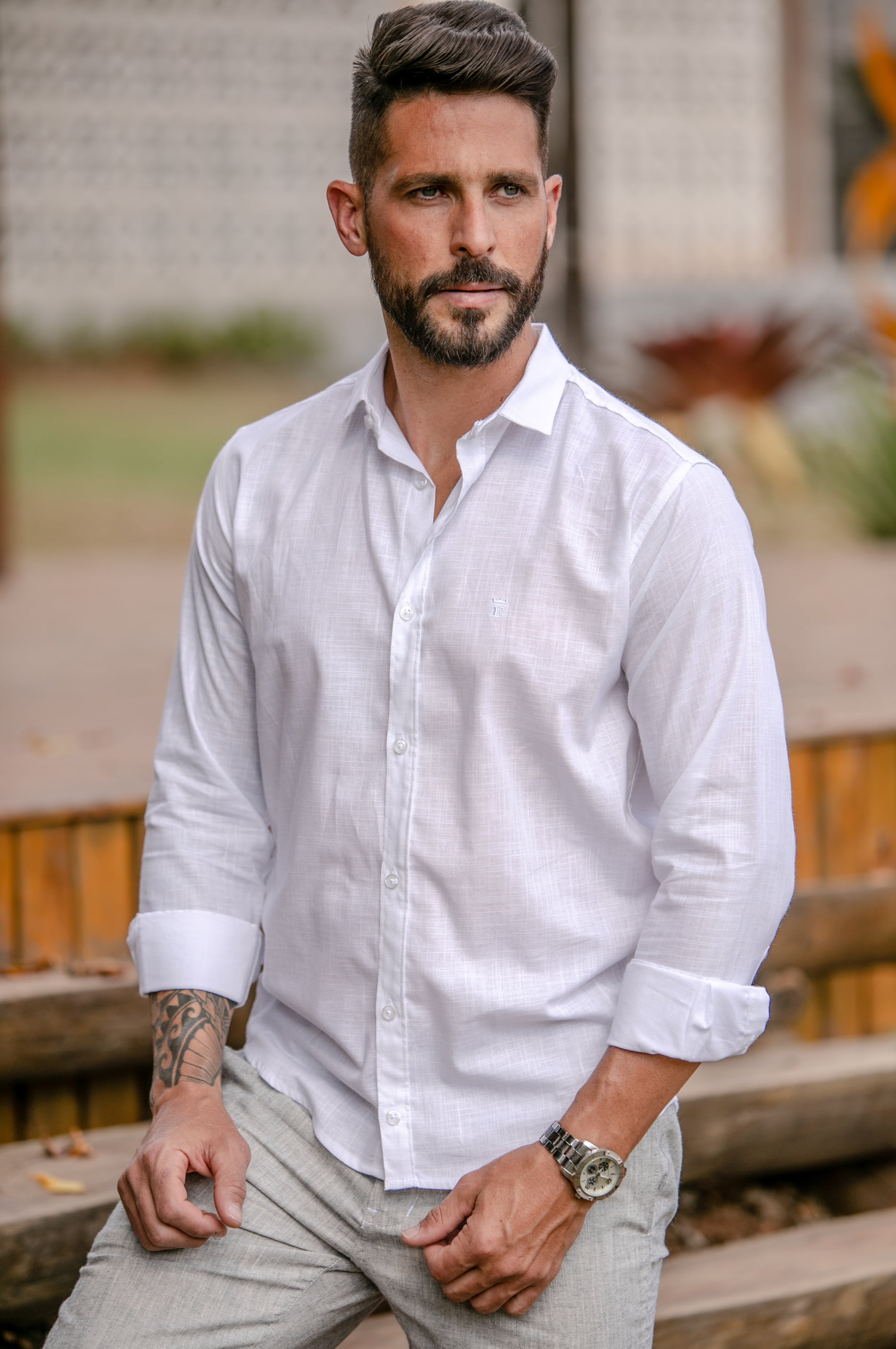 camisa social masculina casual