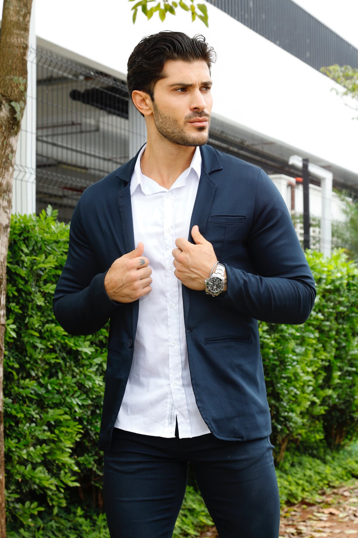 looks com blazer azul feminino