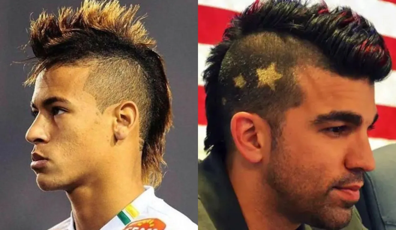 cabelo masculino moicano com branco