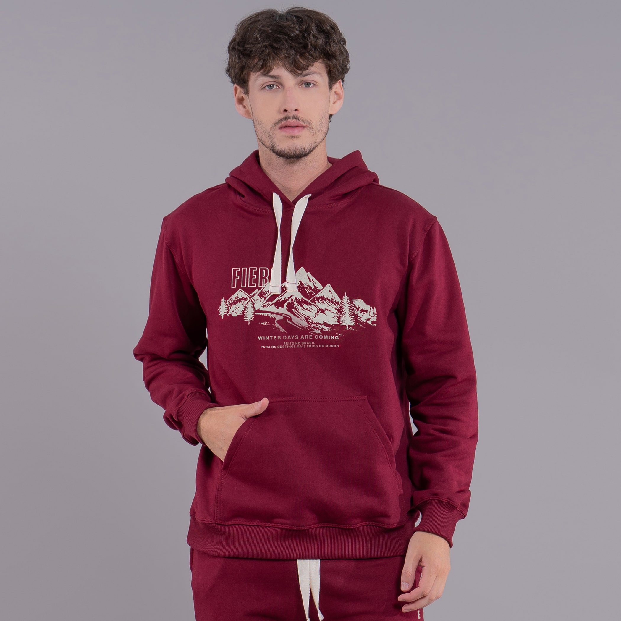 moletom masculino liso bordô