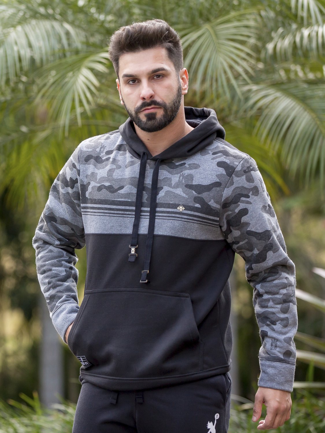 moletom masculino estampado com capuz