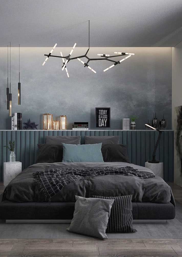 papel de parede cimento queimado quarto masculino