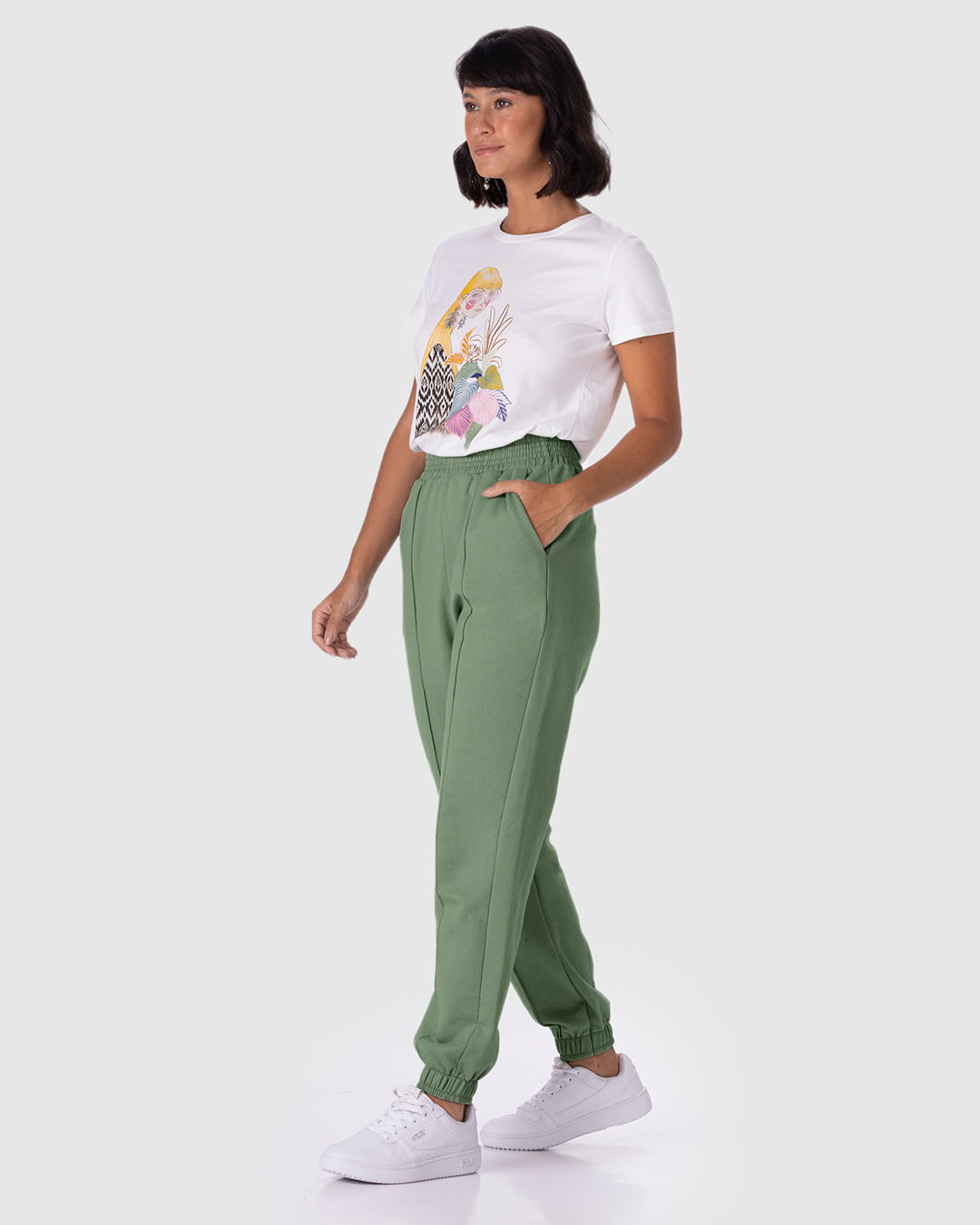 tênis chunky com calça jogger
