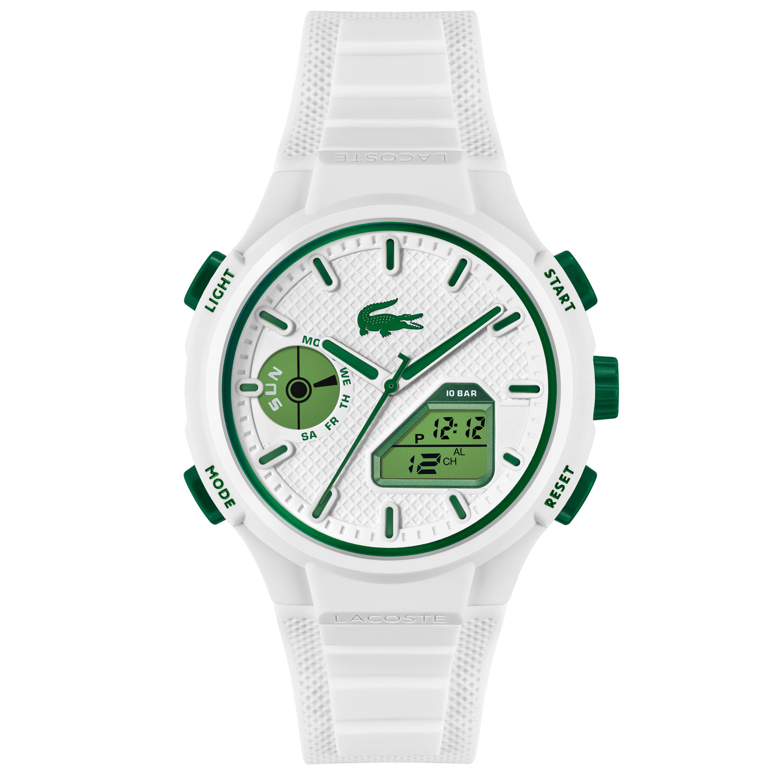 relogio lacoste masculino branco e dourado