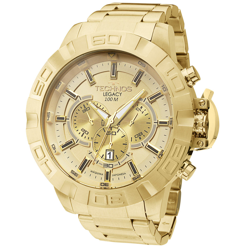 Relógio Technos masculino dourado preço
