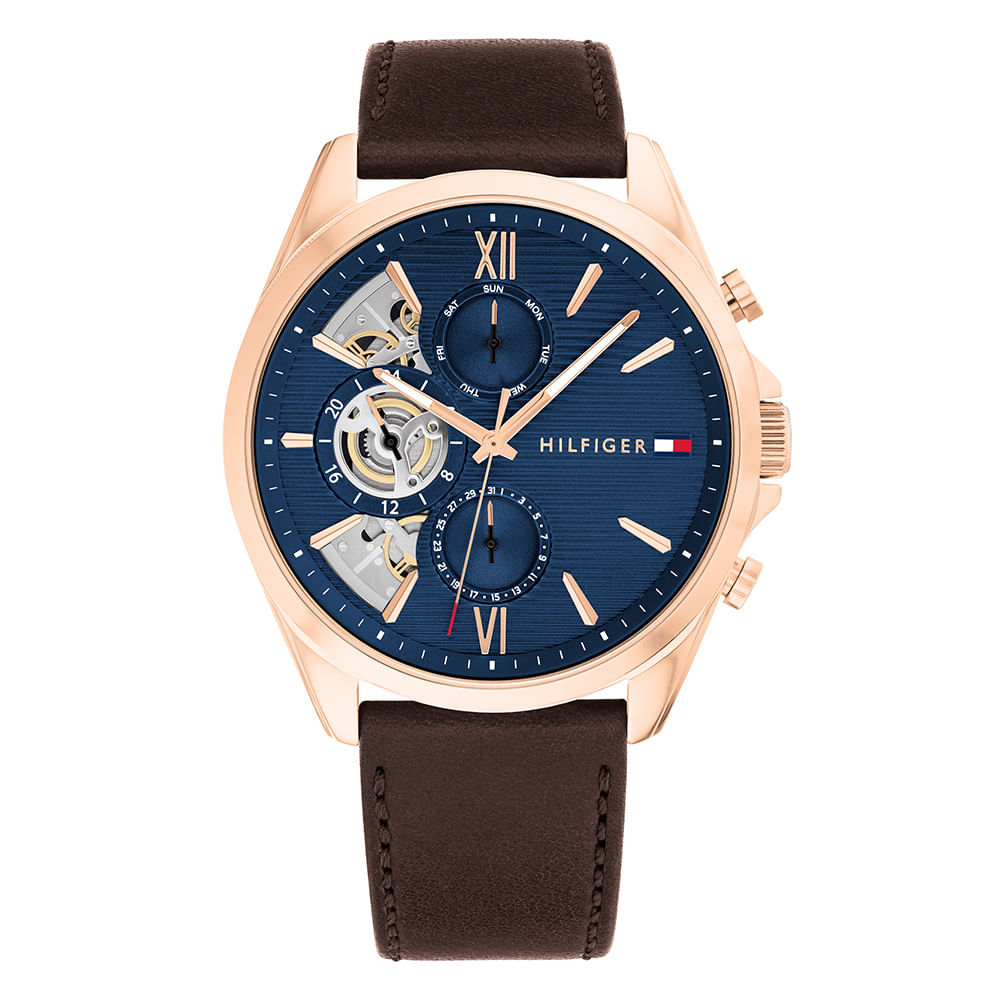 Relógio Tommy Hilfiger masculino pulseira marrom