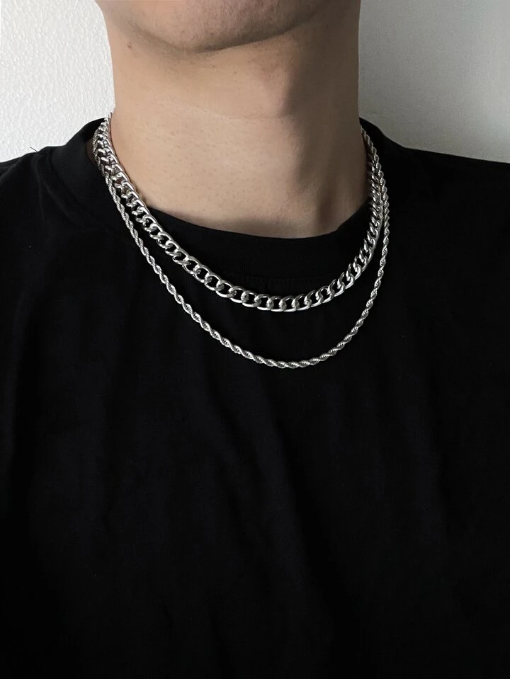 colar masculino pingente geométrico SHEIN