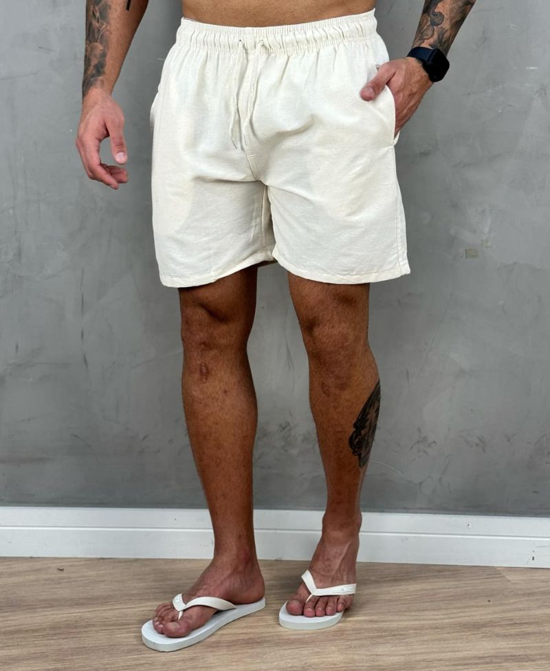 Short de linho slim fit masculino