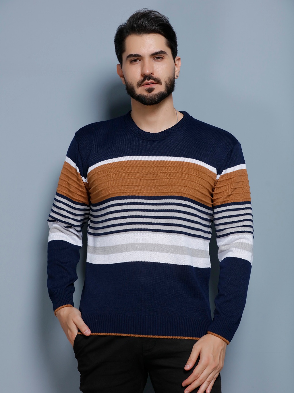 suéter masculino colorido inverno 2026