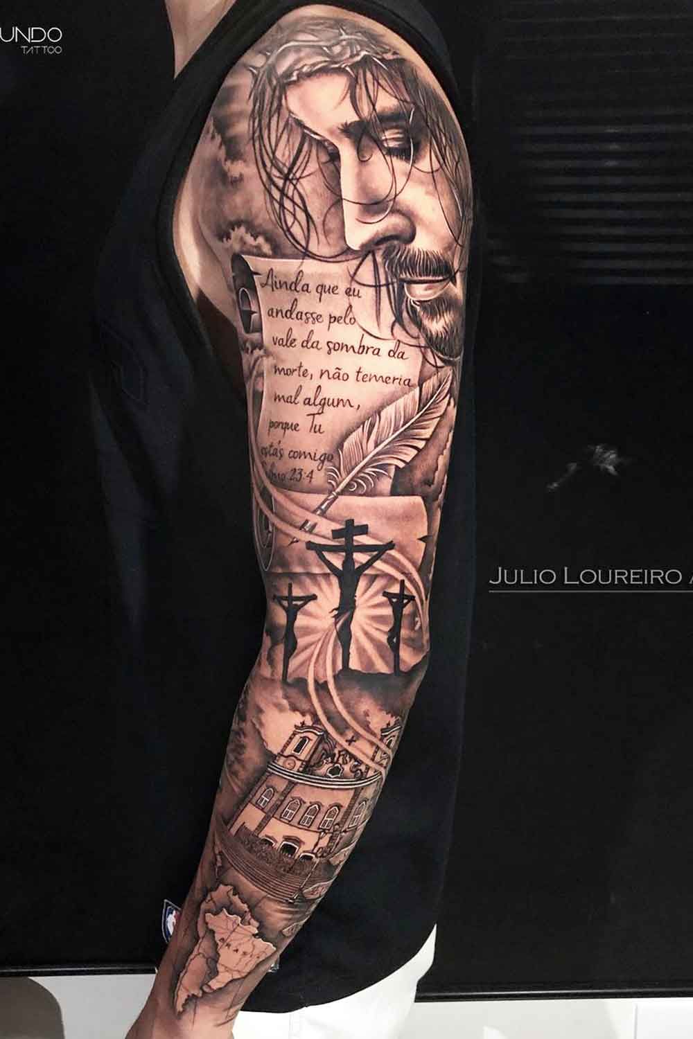 tatuagem braço fechado anjos