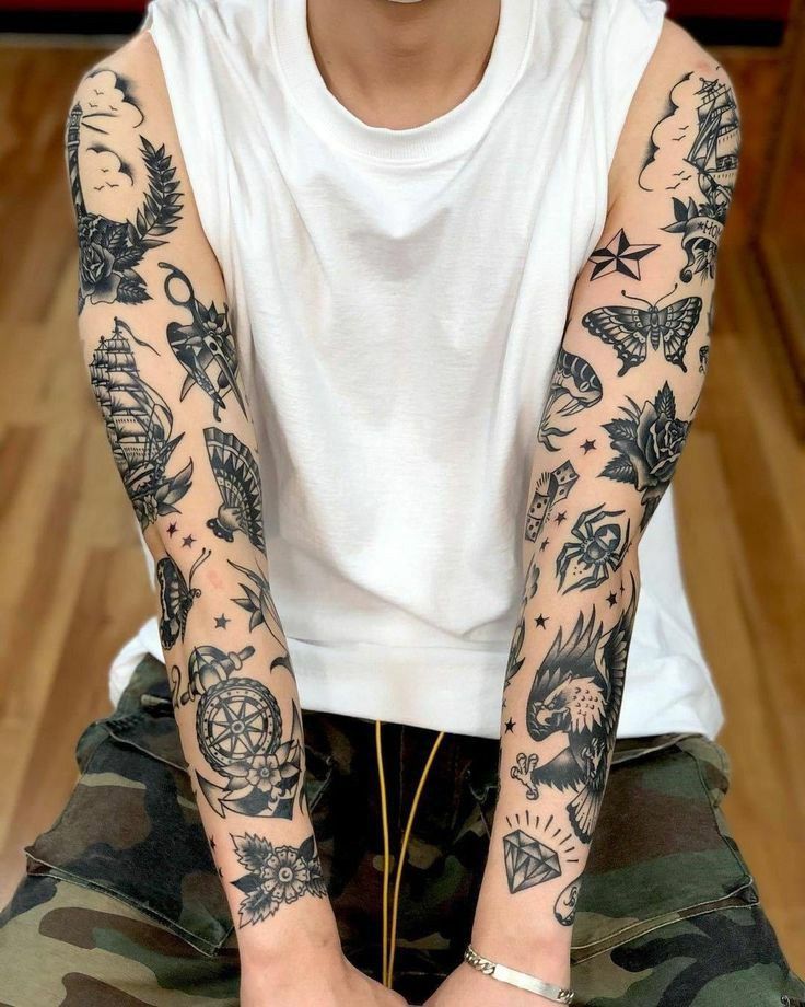 tatuagem tradicional americana masculina braço