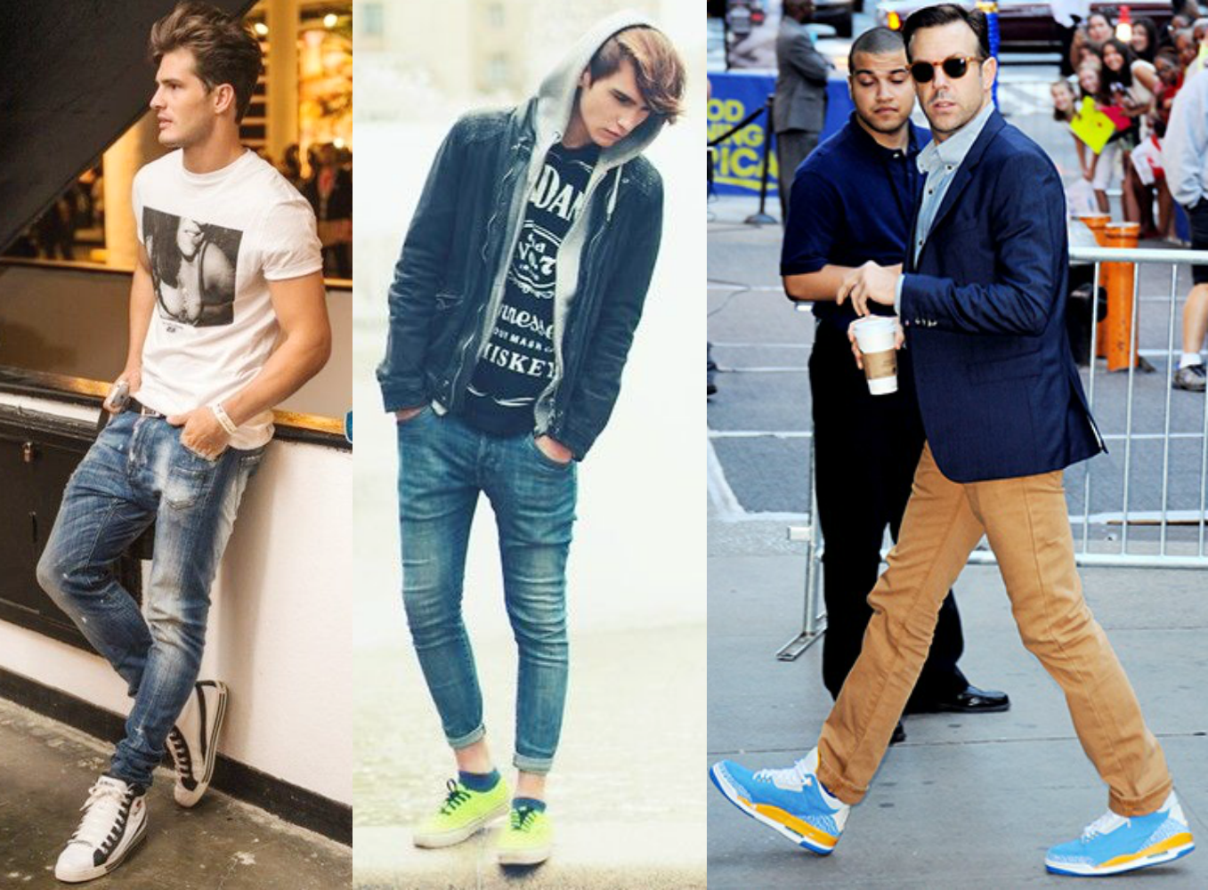 tênis retrô runner com jeans masculino